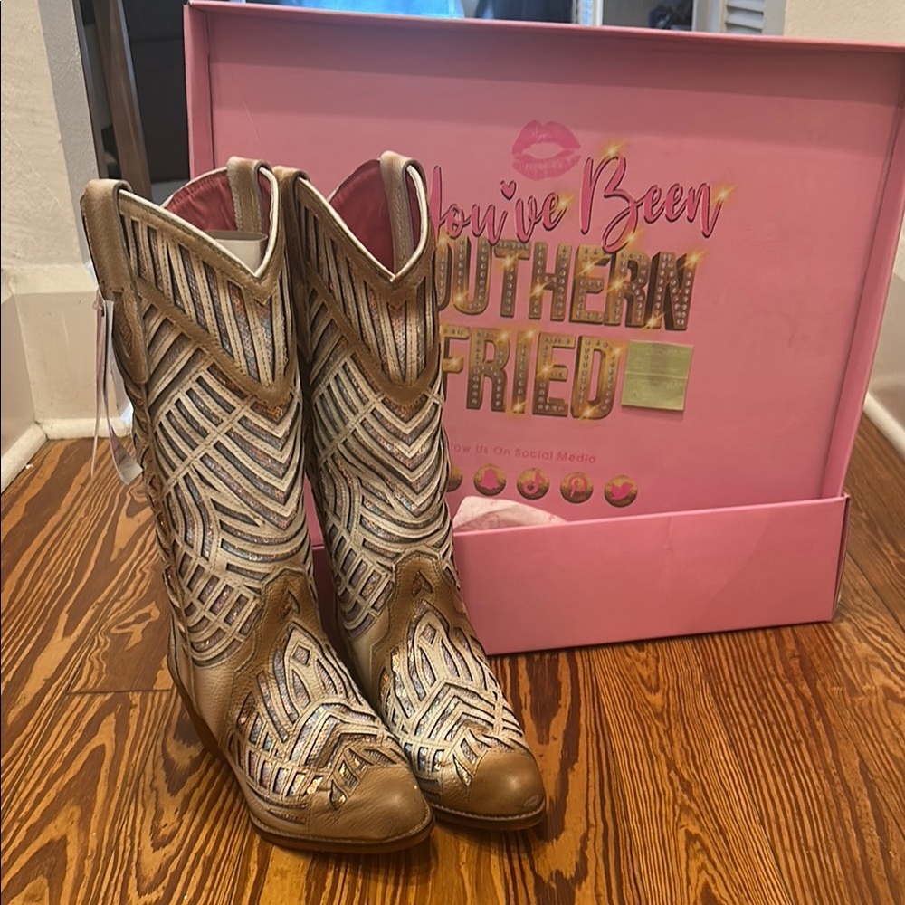 Women's Tan Western Boots- Southern Fried Chic